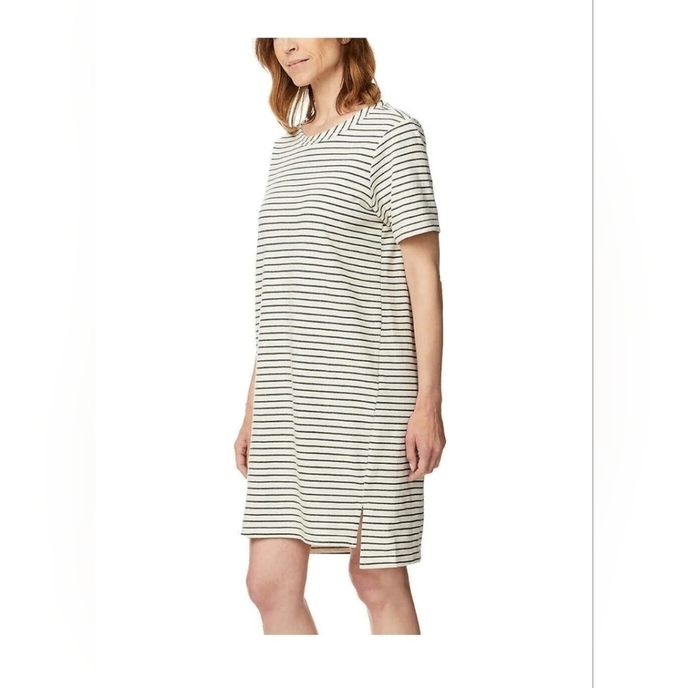 BUFFALO BY DAVID BITTON T SHIRT STRIPED BLACK CREWNECK DRESS Size XS - Picture 2 of 6